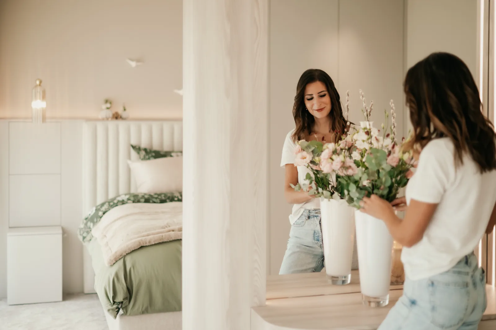 Chambre en ambiance sage et naturelle