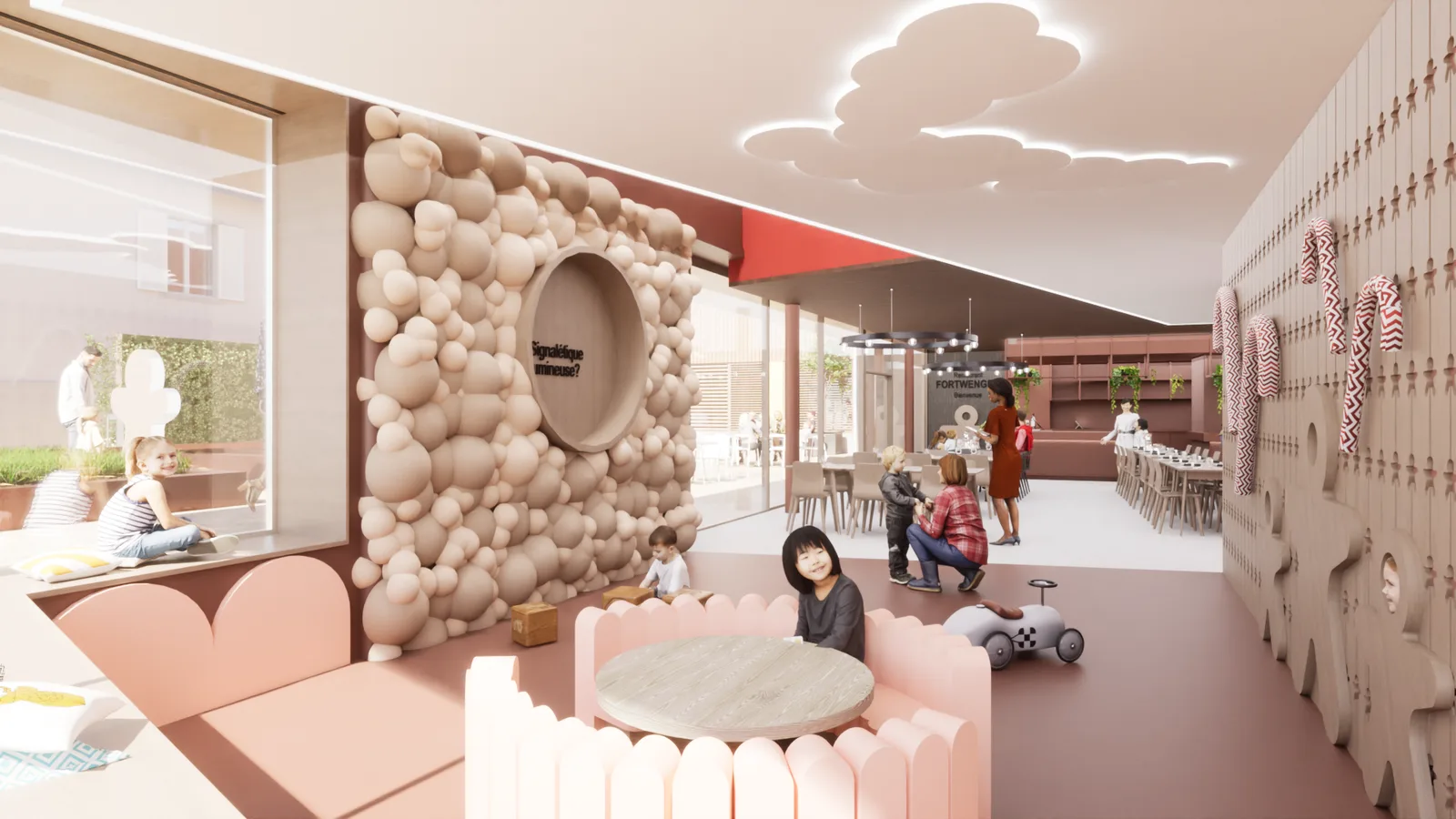 Espace d'accueil enfants Fortwenger — vue intérieure en 3D